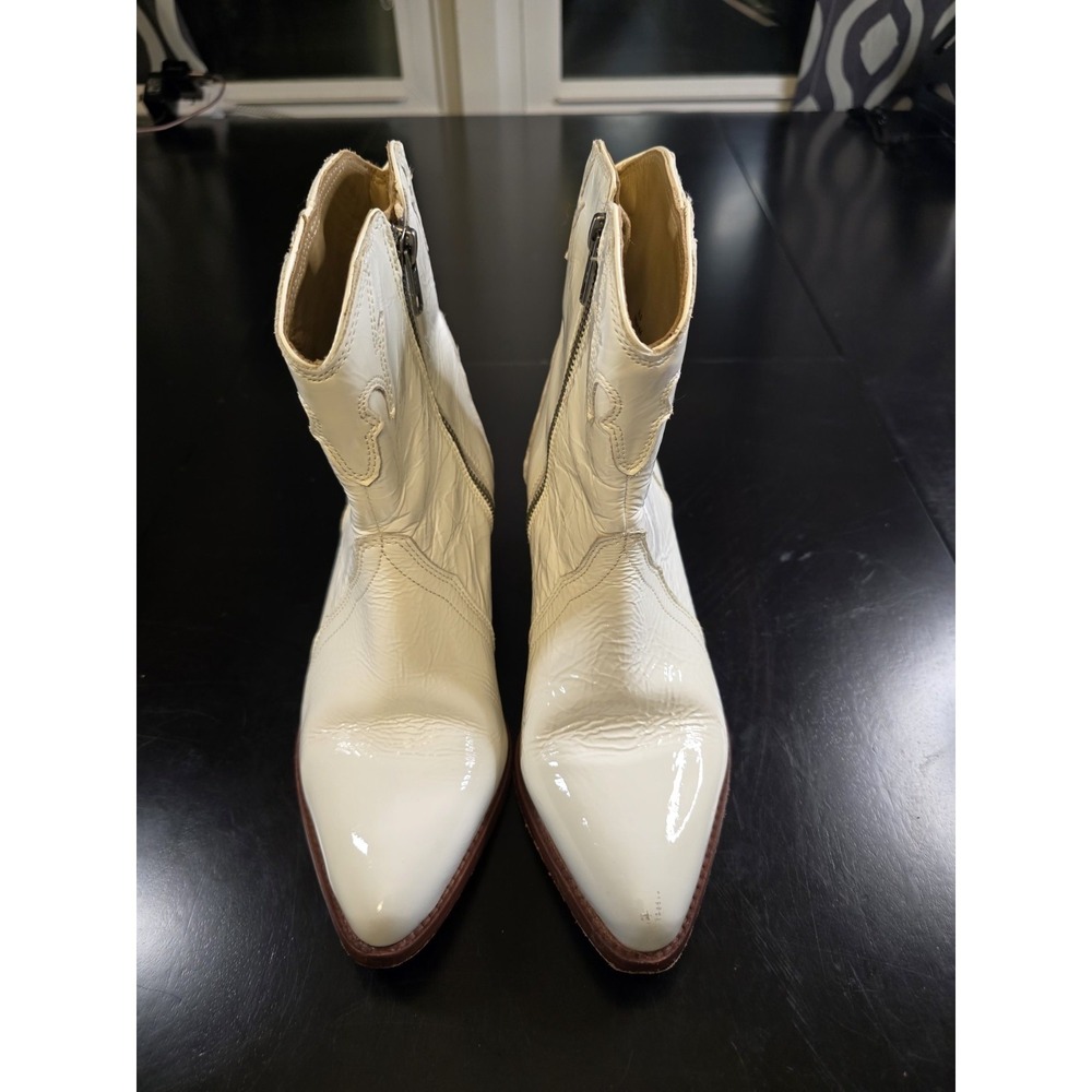 Free People Boots‎ 6 White Patent Leather New Frontier Cowboy Western Ankle New